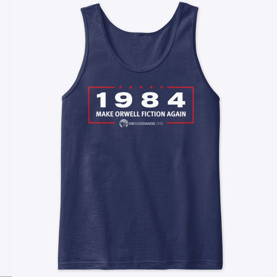 Make Orwell Fiction Again Blue Tank Top